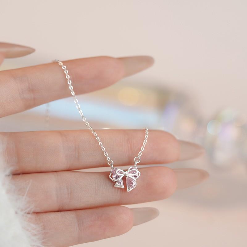 Bow Pendant Necklace Choker Women Elegant Minimalist Jewelry