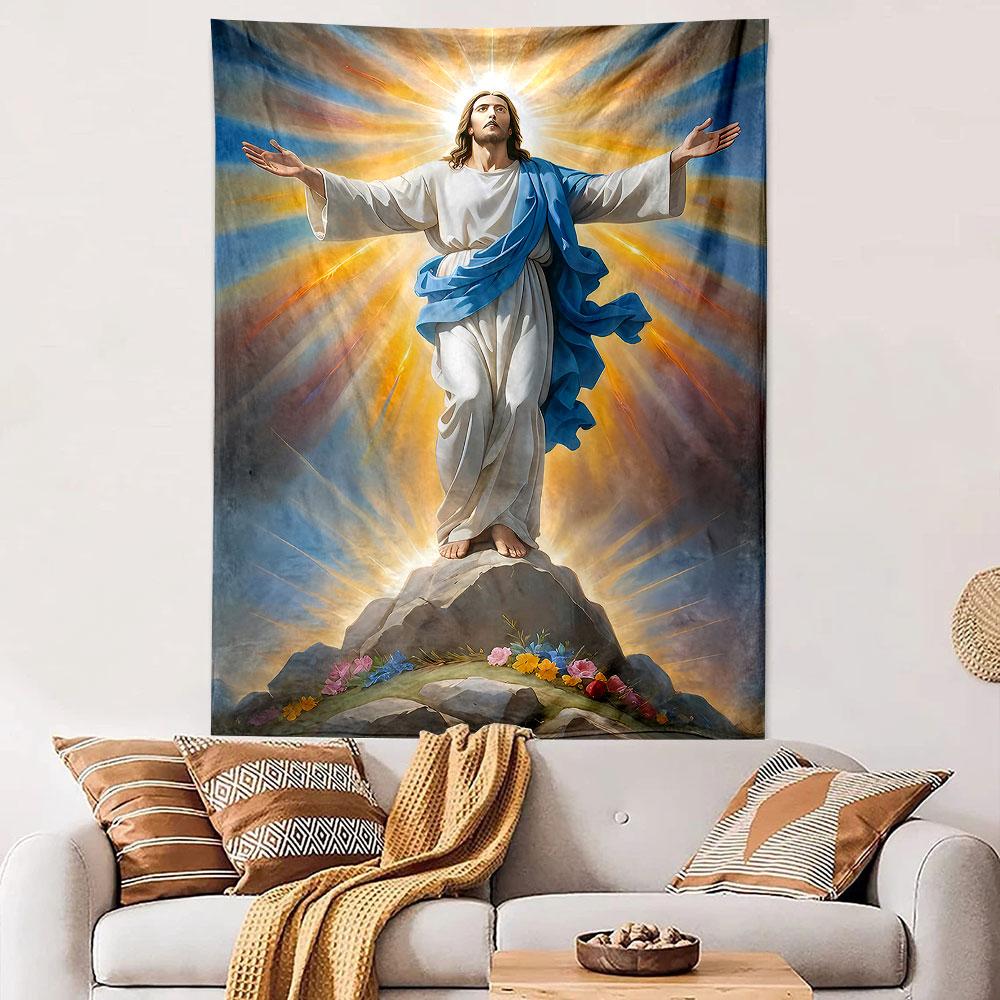 "Jesus Ascension with Glorious Light" Patterned tapestry home decor, suitable for bedroom and living room, gift