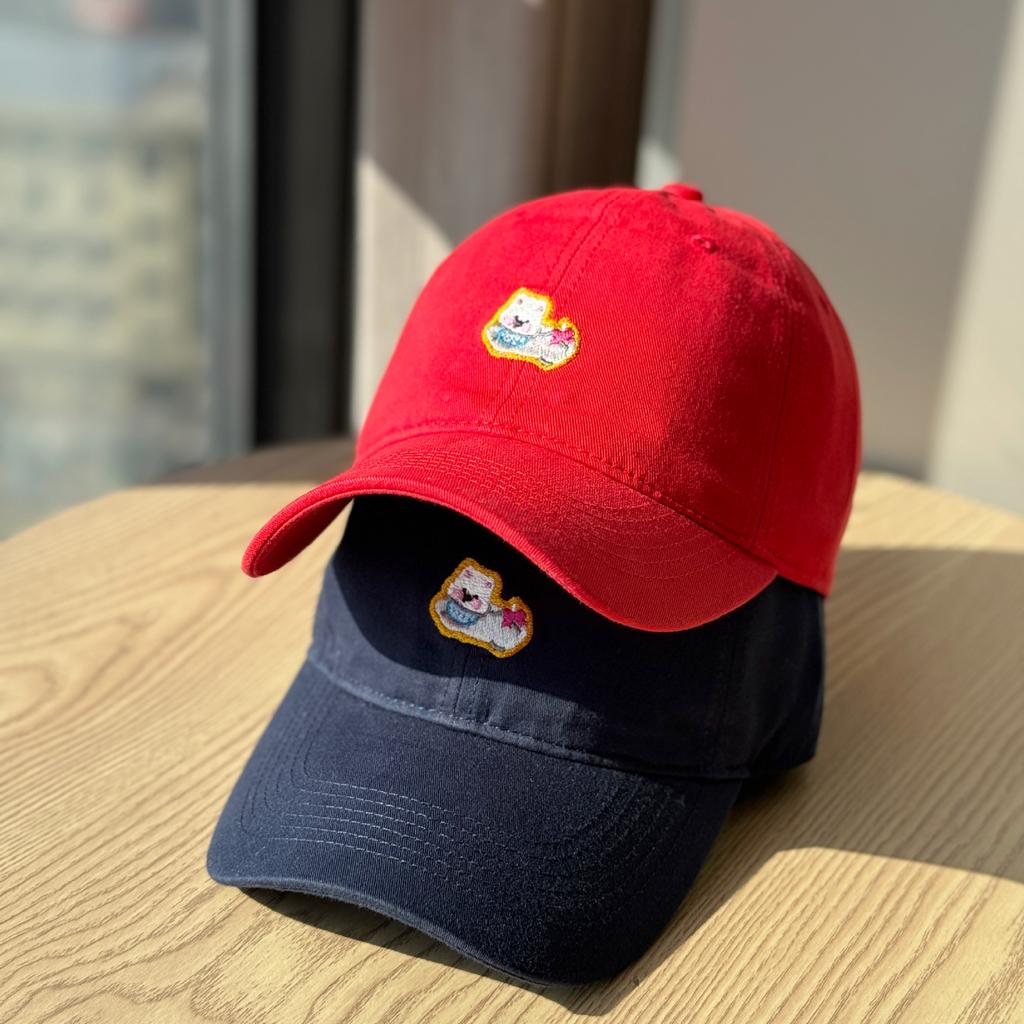 Cute Japanese-style retro puppy embroidered soft-brim baseball cap for women with large head circumference, makes the face look smaller, wide-brimmed