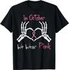In October We Wear Pink Breast Cancer Skeleton Hand Heart T-Shirt Casual Daily Four Seasons Tees Oversized T Shirt for Women