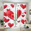 2pc Valentine's Day red heart printed curtains, polyester fabric, machine washable, suitable for living room bedroom decoration