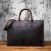 NZPJ Винтажная Мужская Сумка-портфель из Натуральной Кожи Сумка-портфель из Натуральной Коровьей Кожи Сумка для Компьютера из Кожи Crazy Horse Повседневная Сумка через Плечо