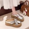 2025 Summer Small Thick Bottom Heightening Bag Head Slippers Women Wear New Beach Temperament Cool Slippers