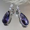 BELLA BOX Teardrop Purple CZ Stone Drop Earrings High Quality Silver Color Gorgeous Women Accessories Wedding Trend Hot Jewelry