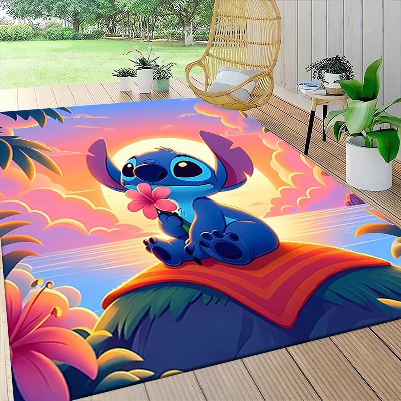 Stitch Sunset Adventure Carpet Rug Soft Washable Antislip Home Living Room Sofa Mats Personalized Christmas Rug
