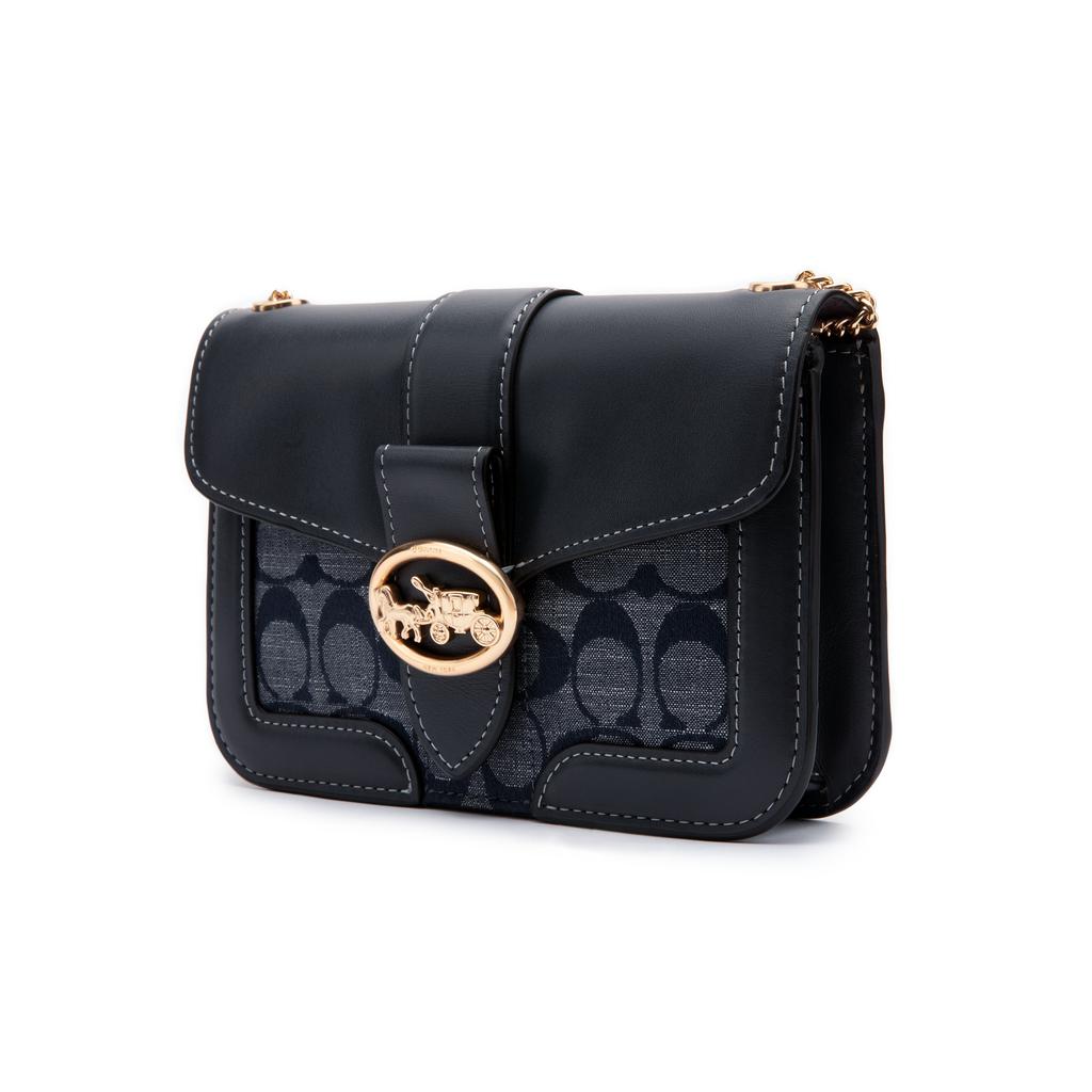 Coach Georgie 20 Chambray Floral Chain Shoulder Bag Women Shoulder Bag Deep-Blue C4212-IMDEI
