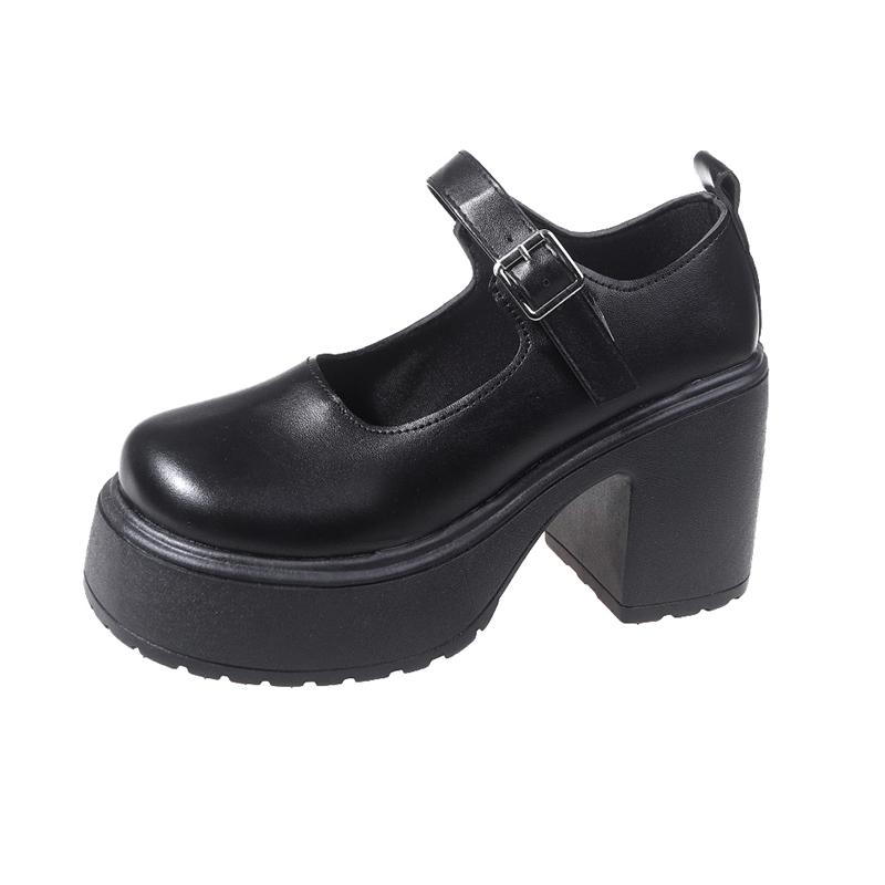 Женская обувь 2024, женские туфли на высоком каблуке с круглым носком на платформе, с пряжкой и ремешком, женские вечерние туфли Мэри Джейн на готическом каблуке