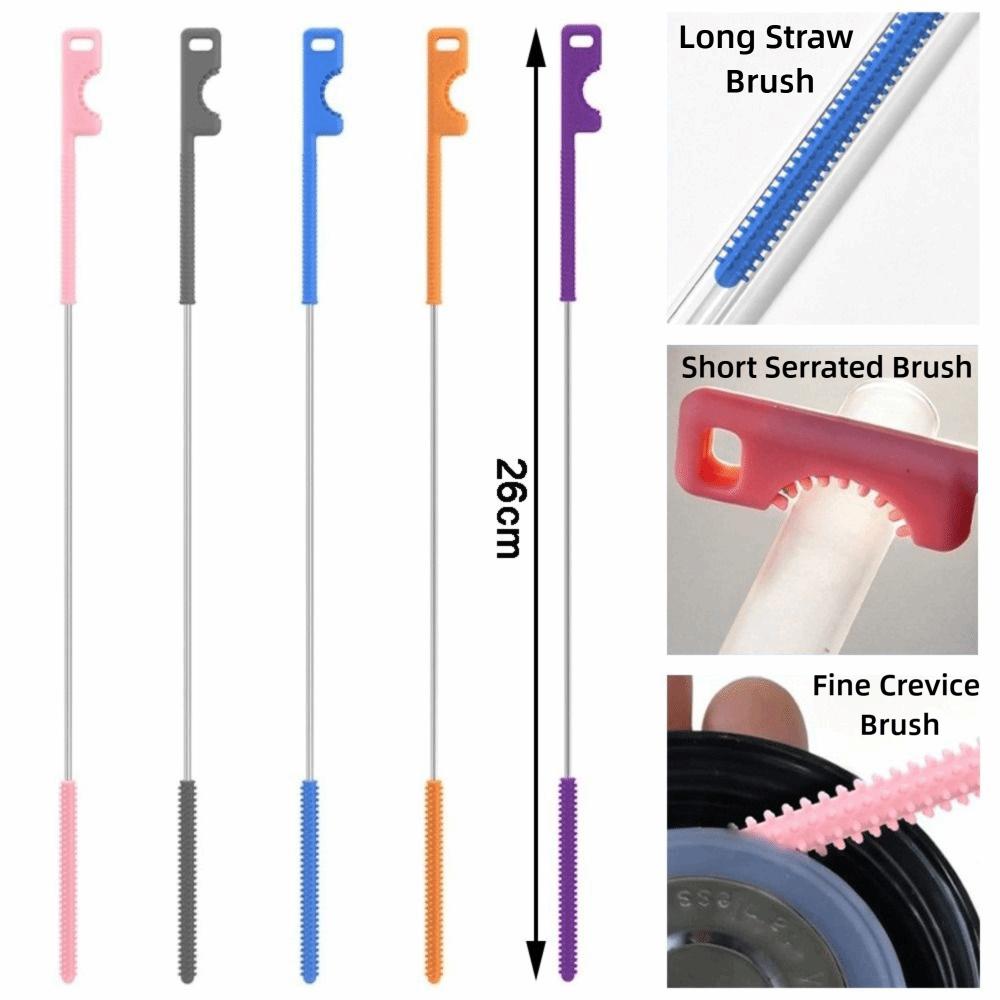 Dual-head Design Silicone Straw Brush Bendable Bottle Brush Extra Long Brush Pacifier