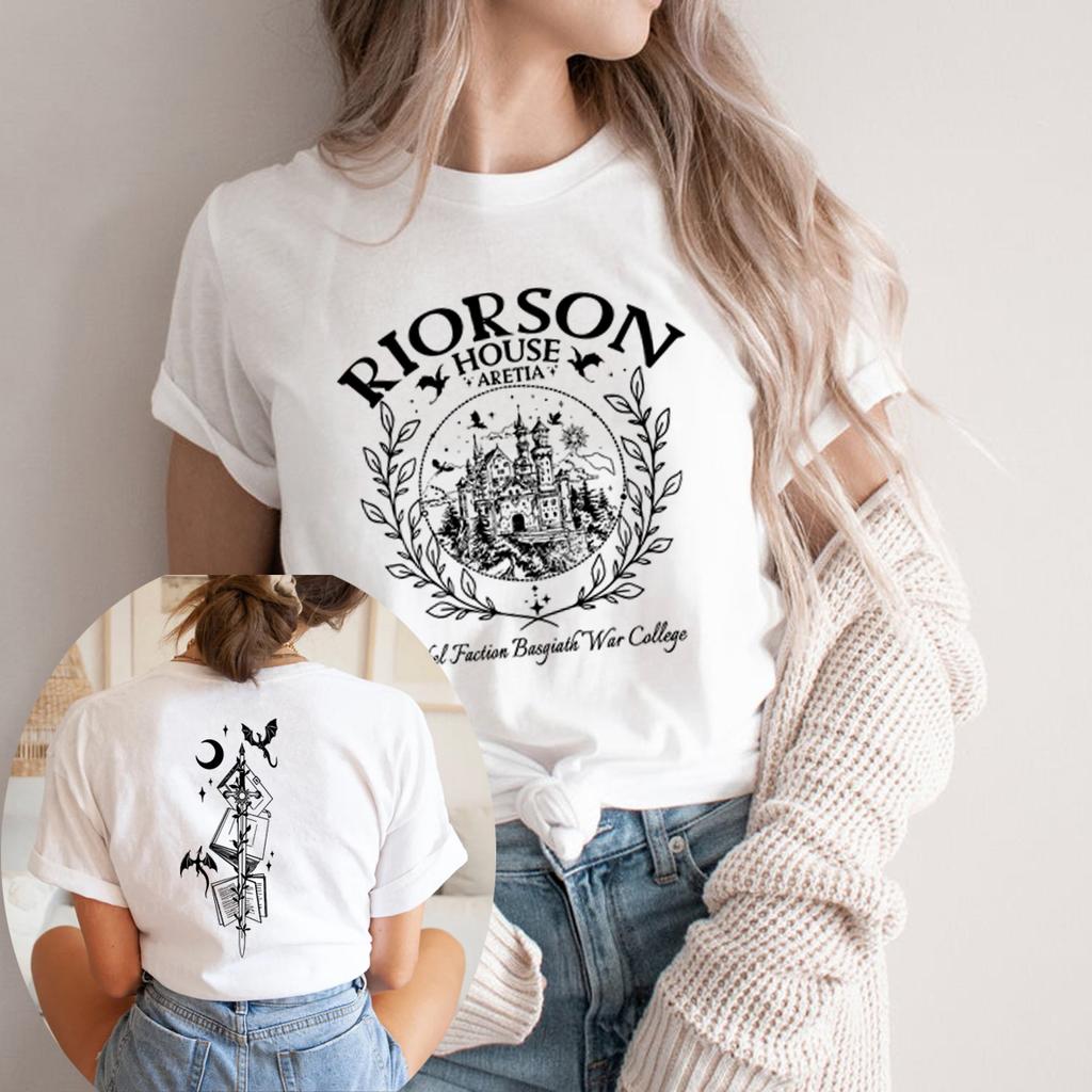 Футболки Riorson House, винтажная рубашка Fourth Wing, унисекс, футболка с коротким рукавом, книжные подарки, ретро-футболка Rider, женская одежда