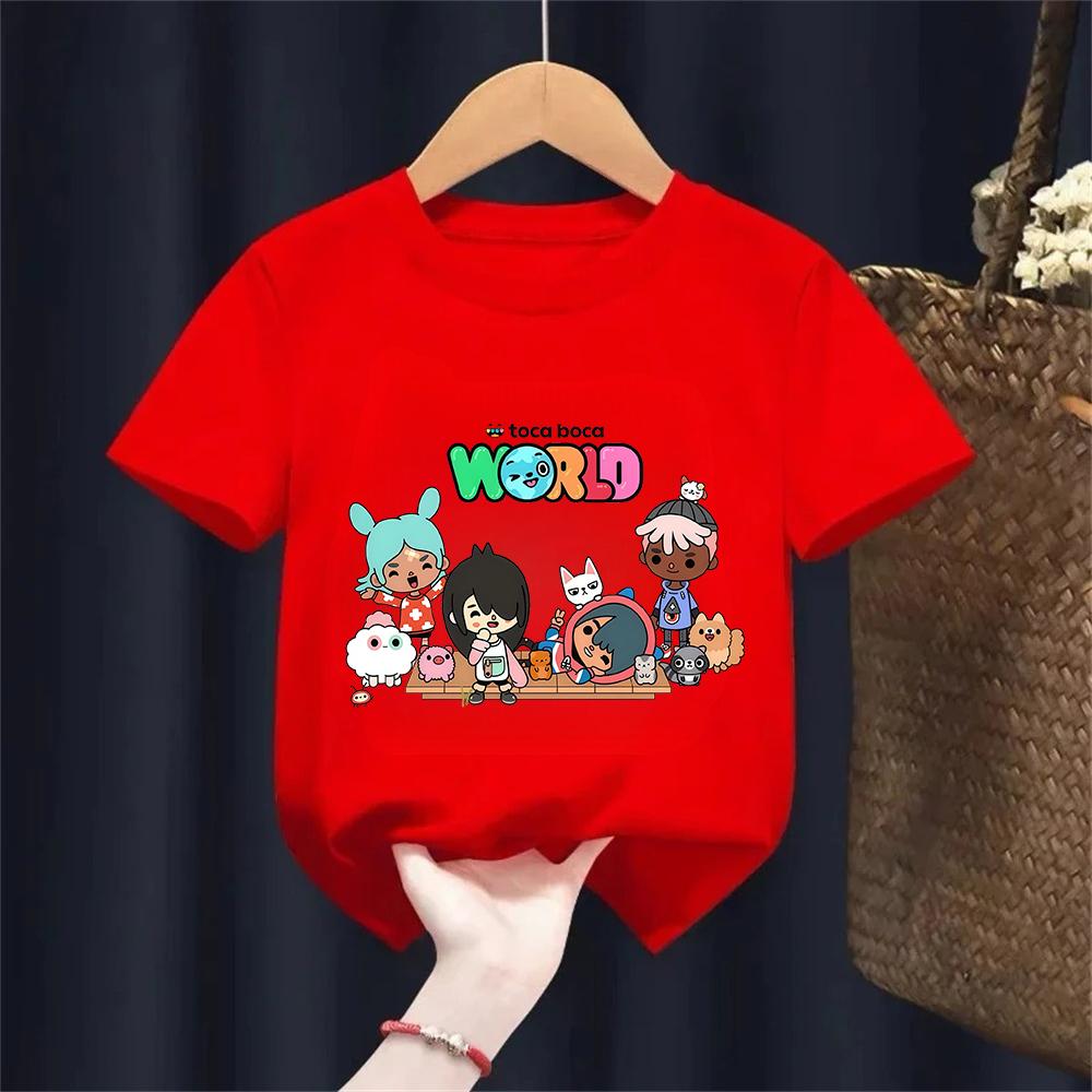 Toca Boca World Хлопковые Футболки Одежда для Девочек и Мальчиков Игра Toca Life World Футболка Детская Удобные Универсальные Топы Летние Футболки с коротким Рукавом