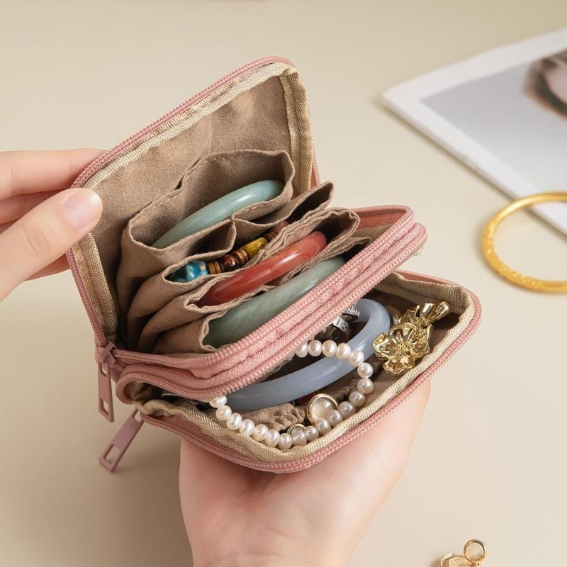 Travel Jewelry Case Multiple Sections Waterproof Soft Lining Earring Storage Bag