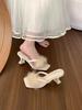French Fluffy Slippers Women's Summer Fashion Sandals 2025 New Women's One-word High-heeled Semi-cool Slippers