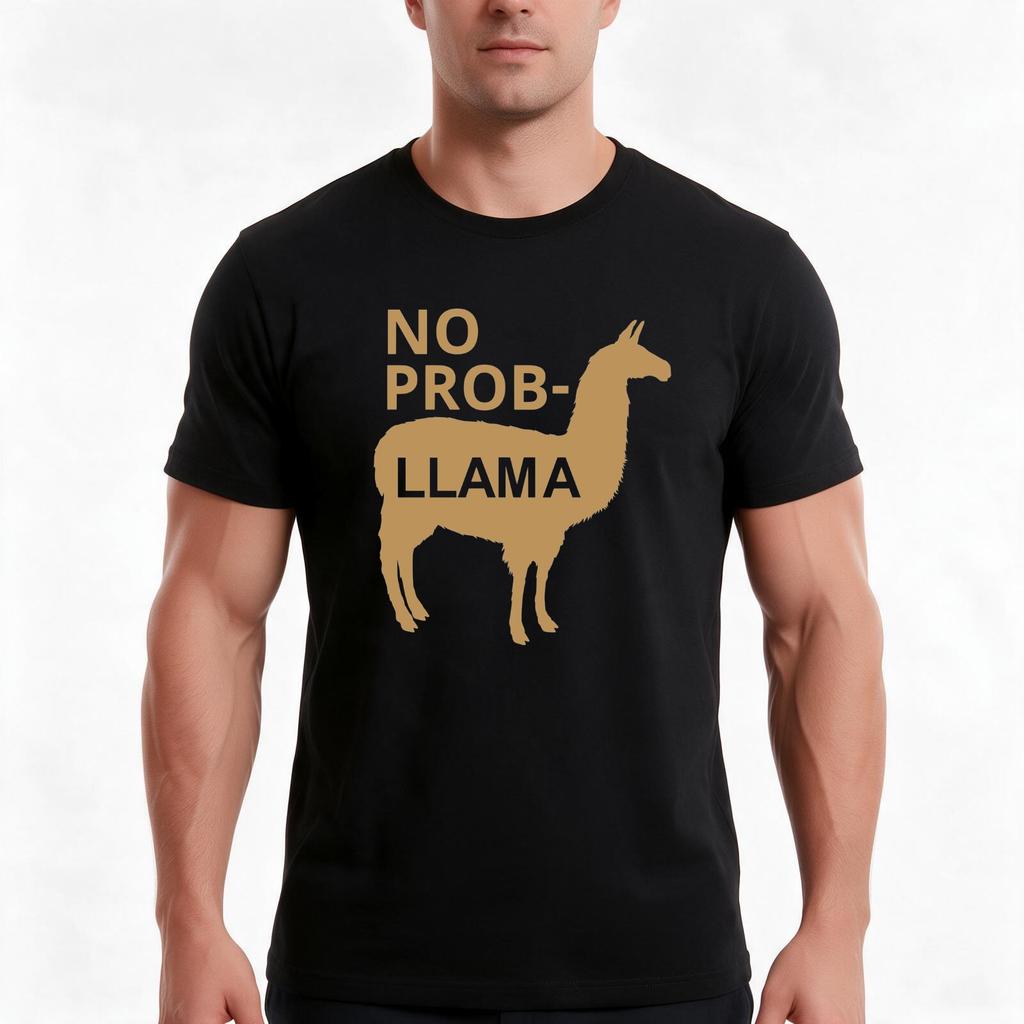 No Prob Llama Tshirt Summer Casual Cotton Tee Oversized Streetwear Tops Vintage Graphic Print Loose Fit Short Sleeve
