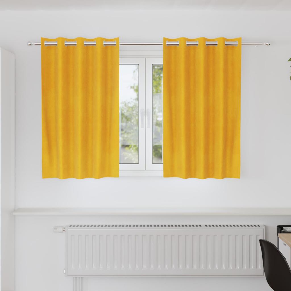 Blackout Curtains 2 pcs Mustard Yellow 140 x 140 cm Velvet