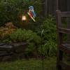 Solar Powered Outdoor Decor Kingfisher Garden Stake Light, Metal Bird Yard Art with Hanging Lantern, Auto-On Decorations LED Waterproof Patio