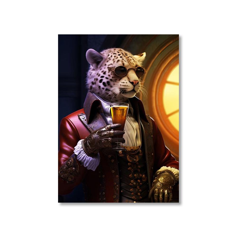 Animal Suit Gentleman Drinking Poster Gorilla Lion Rabbit Beer Pictures Funny Bar Wall Art Canvas Painting Home Decorative