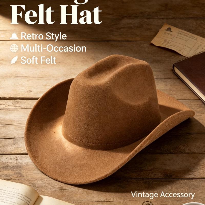 New retro European and American jazz hat Western cowboy hat Men's and women's big eaves Outdoor outing Mountaineering Tibetan top hat