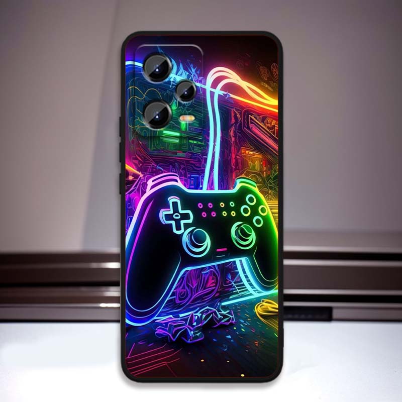 Креативный чехол для телефона в виде игрового контроллера Для Xiaomi Redmi Note 15 14 13 12 12S 11E 11 11S Pro Plus 4G 5G Черный Мягкий ТПУ