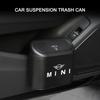 Компактное черное пластиковое мусорное ведро из АБС для BMW Mini Cooper с креплением-клипсой и стильным брендингом 'MINI'