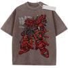 Летняя мужская черная стираная футболка Mobile Suit Gundam Красный Самурай Меха Золотой Меч Высококачественная ткань для повседневной носки