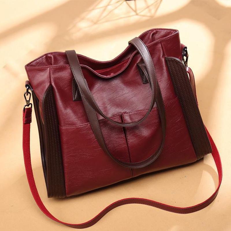 Casual Large Capacity Handbag Shoulder Bag For Women Vintage PU Leather Crossbody Bag