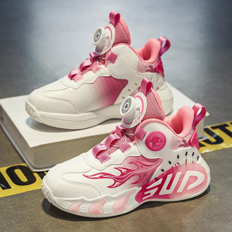 Зимняя новинка 2025 года, детские хлопковые туфли, бархатные теплые и холодостойкие баскетбольные кроссовки для мальчиков и девочек, спортивная обувь для студентов с вращающейся пряжкой