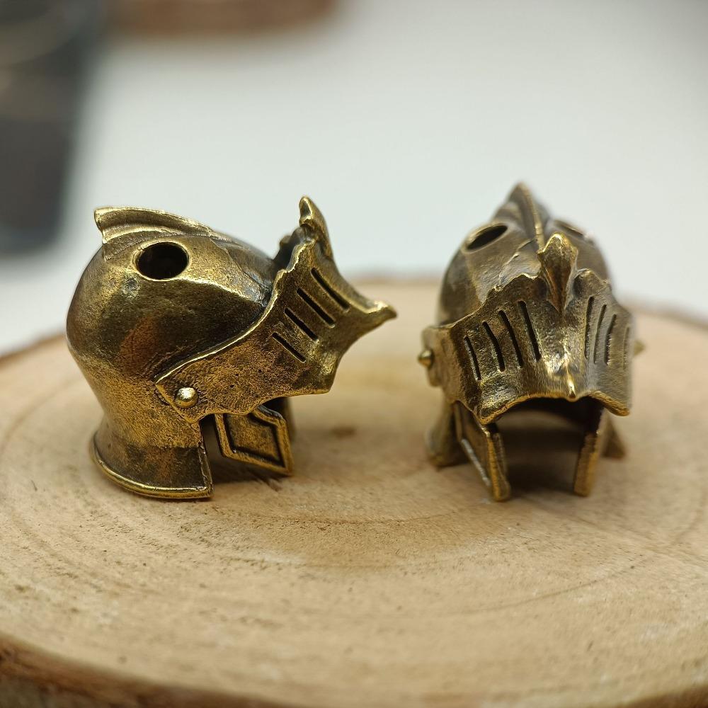 Knight Helmet Brass Knife Bead EDC Outdoor DIY Accessories Woven Lanyard Pendant Jewelry Punk Survival Bracelets Charms