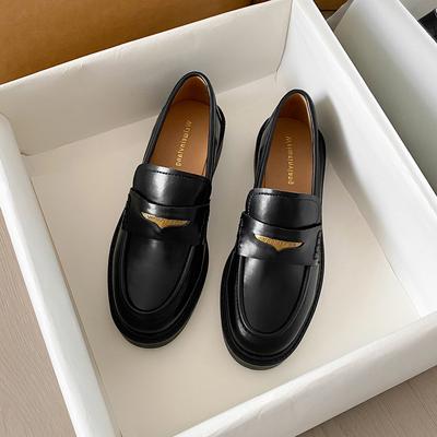 Weiwei girl 1083-1 черные кожаные туфли женские туфли на платформе с одной педалью туфли на толстом каблуке ретро британские мокасины