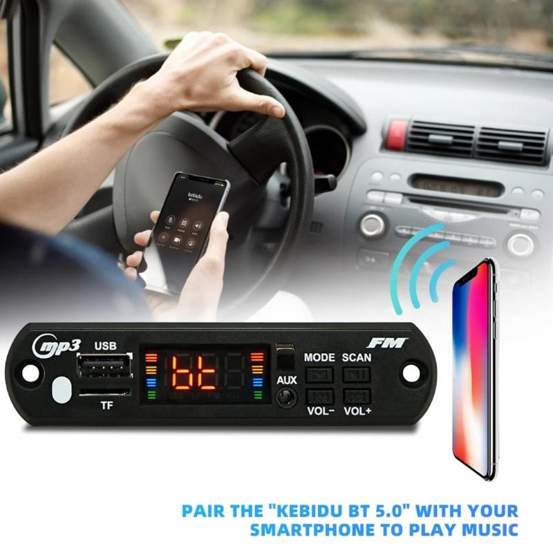 Модуль декодирования с пультом дистанционного управления, совместимый с Bluetooth 5.0, автомобильный MP3-плеер, USB-модуль декодирования, усилитель 2x40 Вт