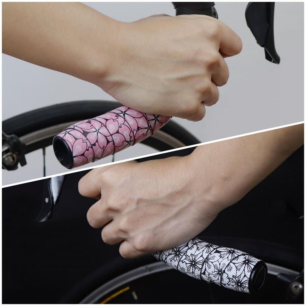 COZENTA Велосипедная обмотка руля для шоссейного велосипеда с концами слева и справа, с рисунком цветущей сакуры, рули, велосипеды, заглушки, набор, (Черный/Зеленый)