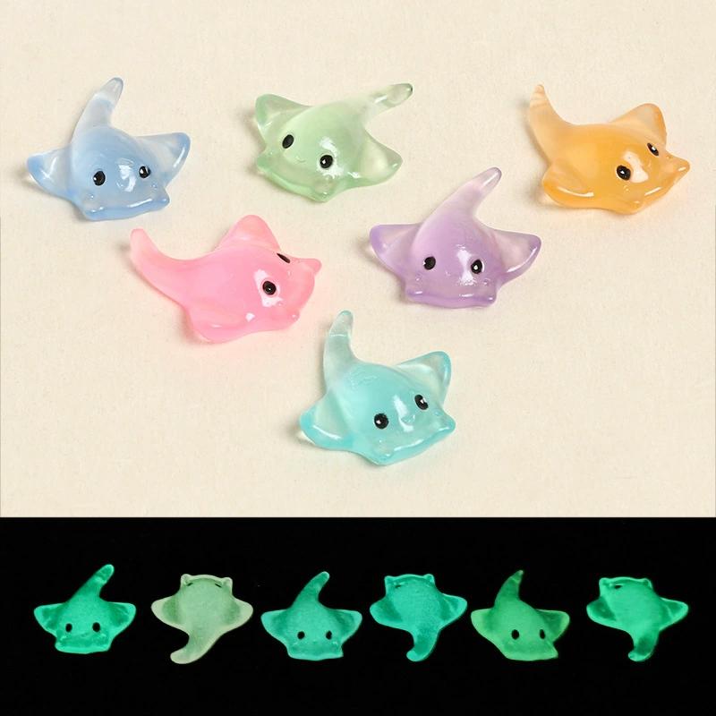 5/10Pcs Luminous Mini Resin Devil Ray, Glow In The Dark Tiny Animals Figures Diy Crafts For Fairy Garden Micro Landscape