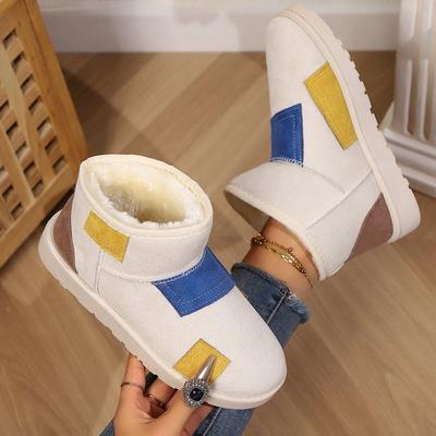 Сочетание цветов зимний бархат толстая подошва теплые хлебные туфли новые хлопковые туфли женская мода короткие зимние ботинки женские