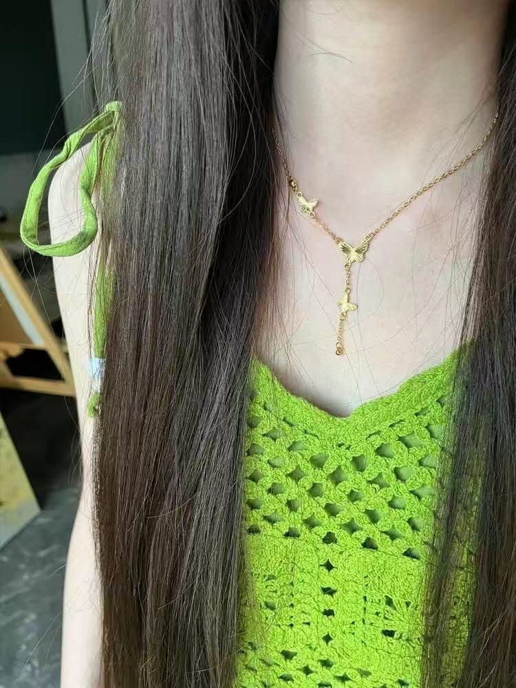 Ожерелье-бабочка с золотым покрытием - Женское роскошное украшение-цепочка для ключицы