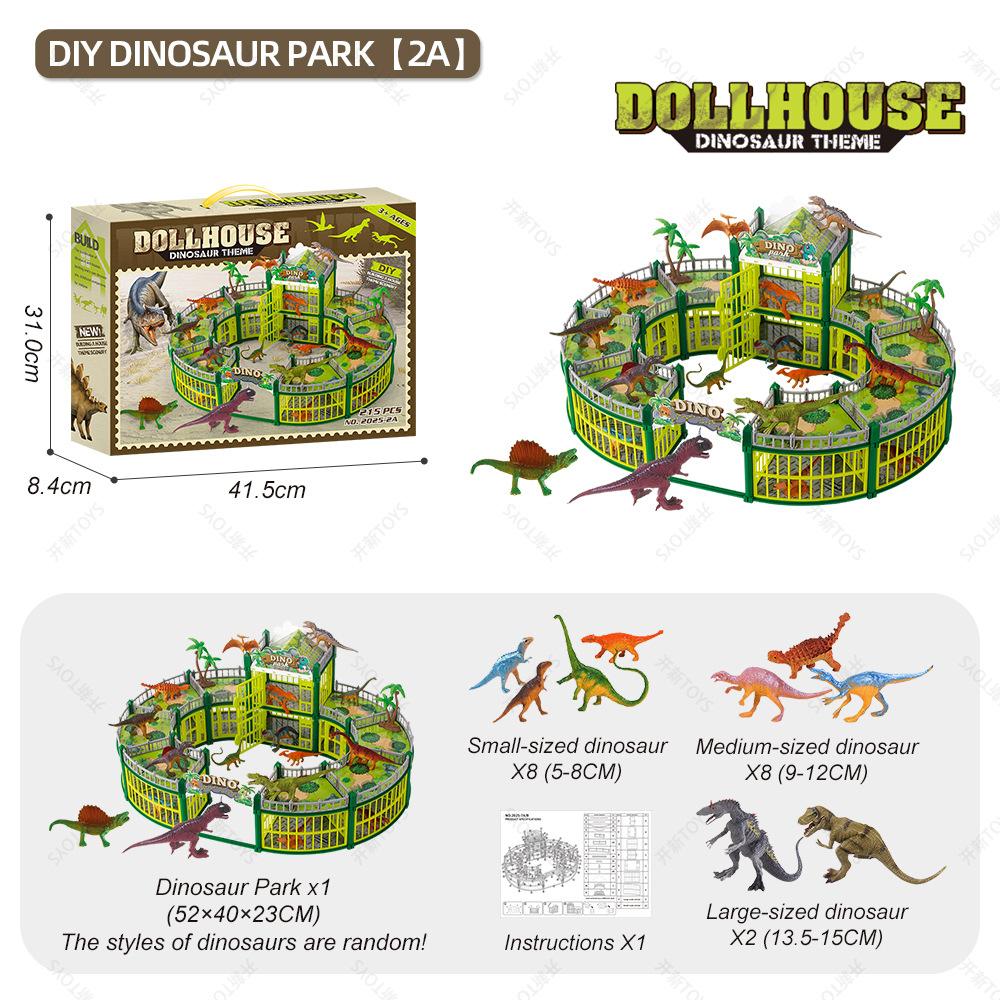 DIY Dinosaur Villa Building Toy Set for Boys 3-8 Years Old Educational Gift with Carry Case