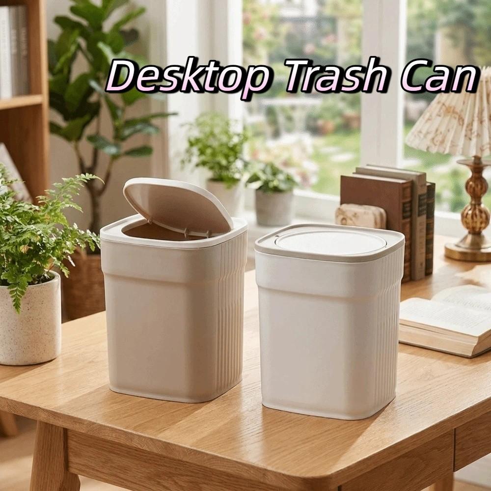 Plastic Desktop Trash Can Sealed Waste Paper Basket Durable Mini Waste  Bin  Bedroom