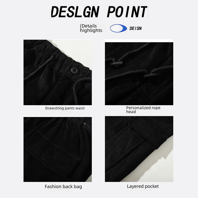 Мужской вельветовый комбинезон с бархатом - американский стиль, прямые свободные широкие брюки, модные осенне-зимние брюки большого размера