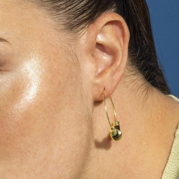 Boucles D'oreilles En Argent 925 Et Oeil De Tigre 18k - Darkba