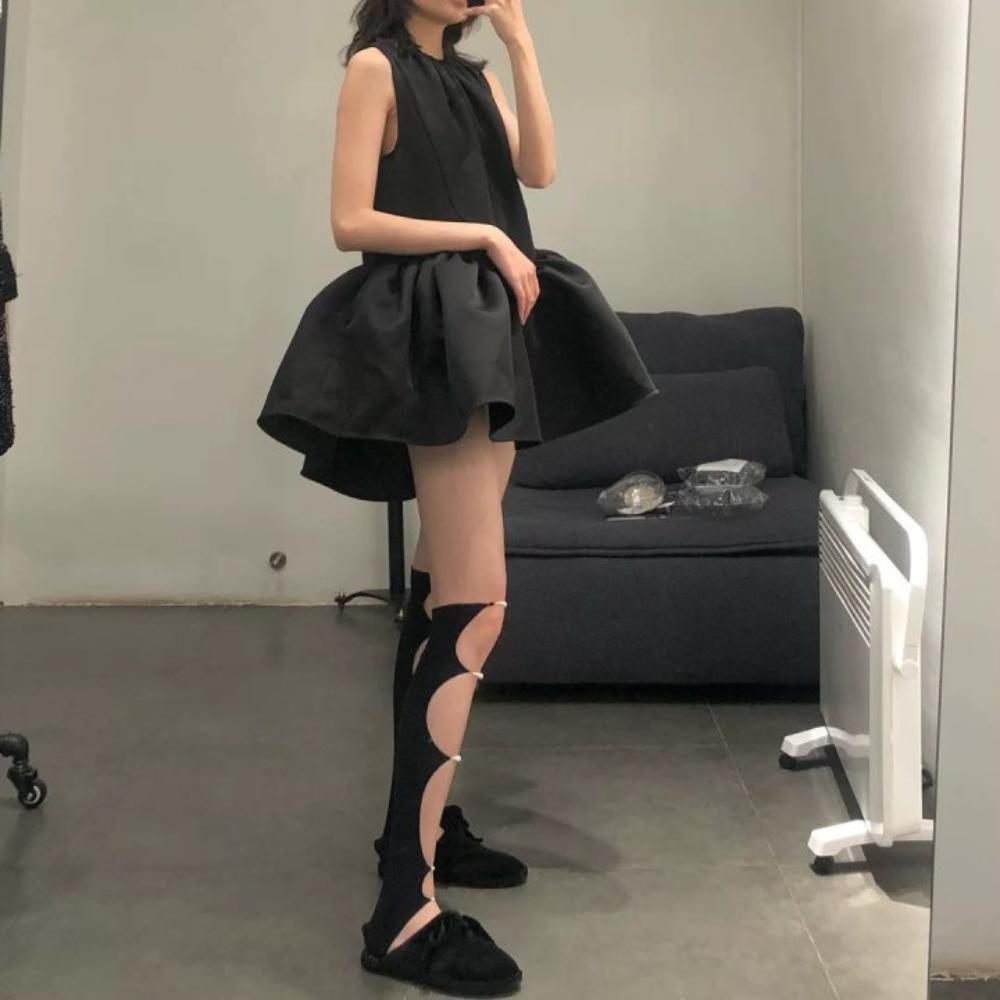 Упругие черные панк-рукава с крутым полым рукавом из икры, модные жемчужные накладки на половину пальцев для девочек