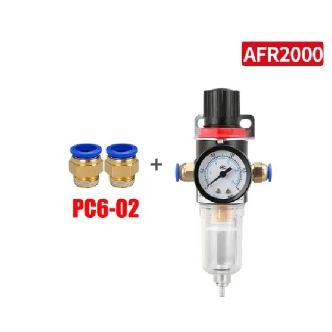 Pneumatic Air Source Treatment Filter AFR2000 Adjustable Pressure Gauge 1/4" Pressure-relief 4mm 6mm 8mm 10mm 12mm Fittings
