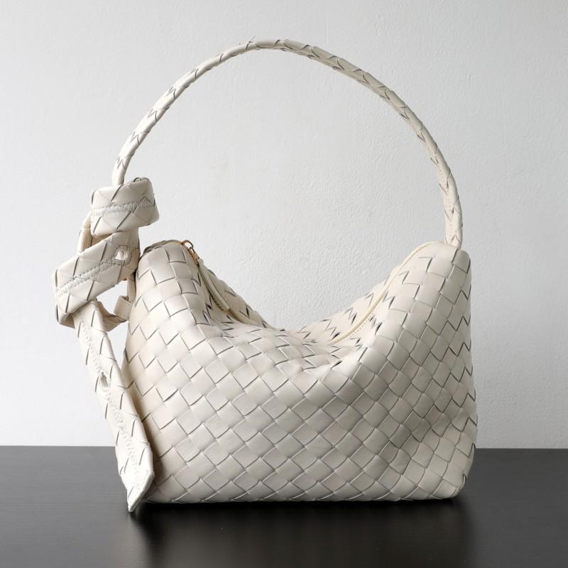 Handwoven Genuine Lamb Leather Hobo Pillow Bag With Wide Strap Soft Structured Shoulder Crossbody Women