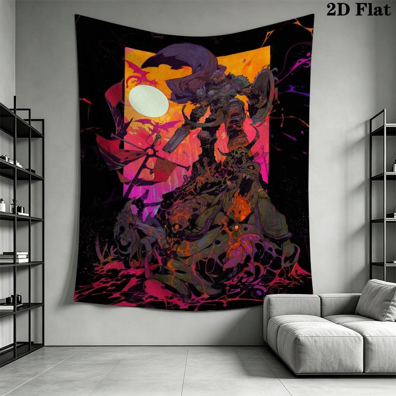 DOOM The Dark Ages Wall Tapestry Aesthetic Wall Hanging Printed Fabric Blanket Decorative Tapestries for Bedroom Living Room Home Decor