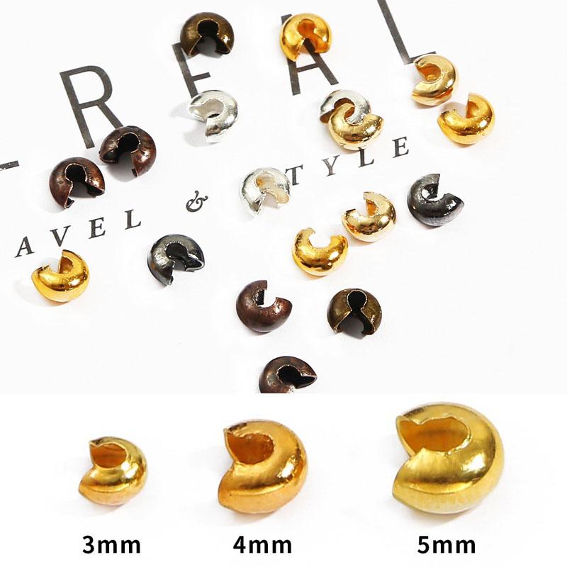 Изысканная пробка для ювелирных аксессуаров своими руками, круглые бусины-разделители, диаметр 3, 4, 5 мм, 100 шт./лот, крышки для концевых бусин с фурнитурой, популярные ручные аксессуары