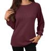 Women's Solid Color Crew Neck Loose Long Sleeve Patchwork T-shirt Top  Fall Winter New For Cross-border Trade