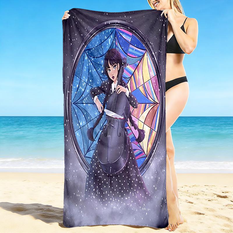 1Pc Spider Web Cello Dream Beach Towel, Quick Dry, Multi-Use for Beach Pool Gym Yoga Home Travel, Christmas, Halloween, Xmas Gift M929334