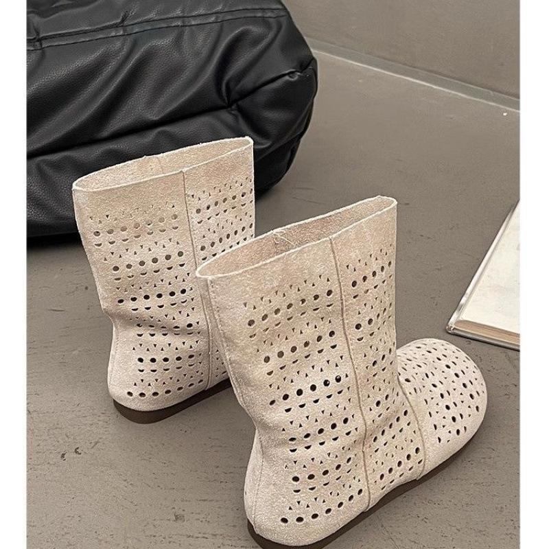 British Style Versatile Maillard Retro Hollow Boots Summer New Boots Breathable Flat Bottom Hole Foreign Air Cool Boots