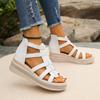 Spring and summer new fish mouth wedge heel platform women's sandals rhinestone hollow muffin round head sandals women