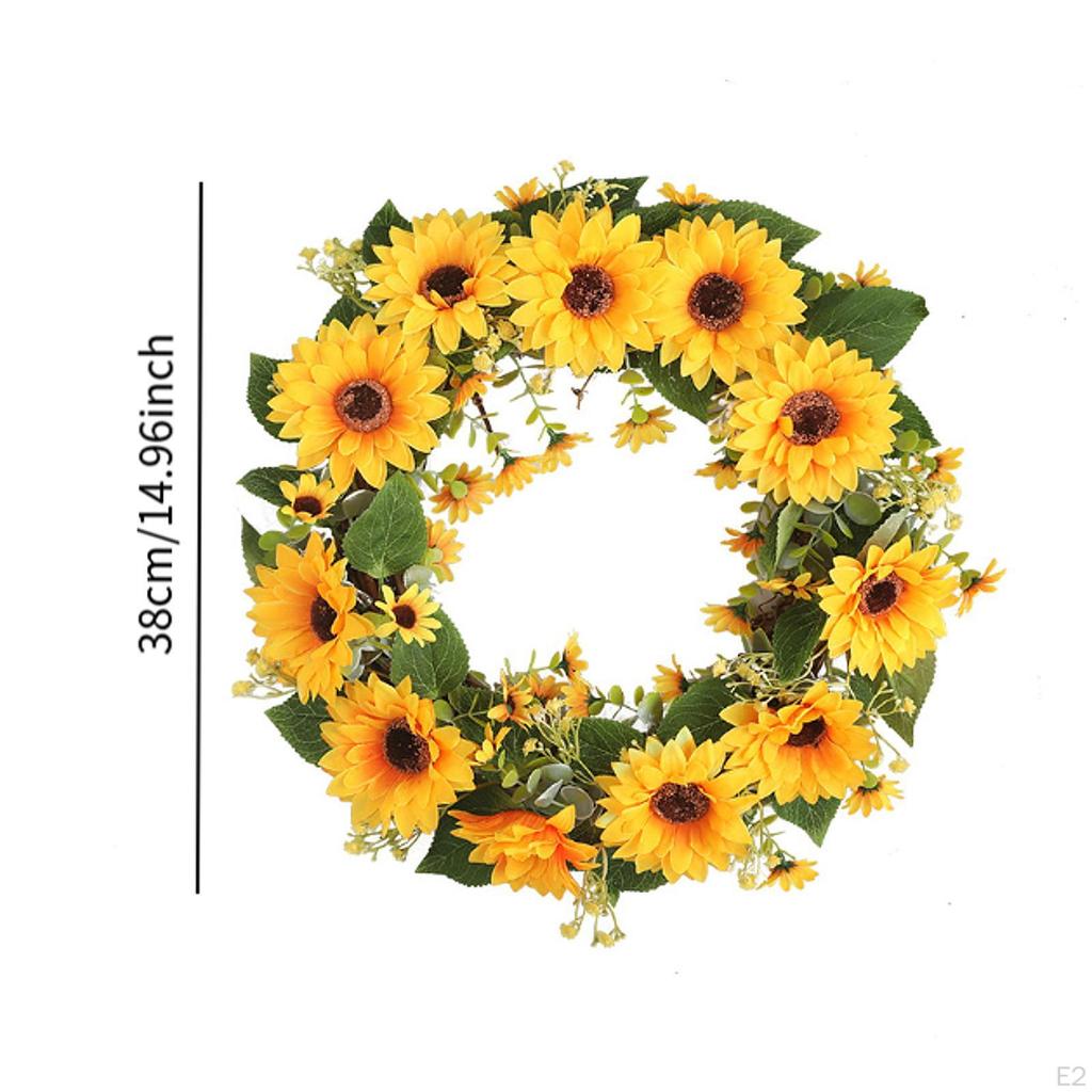Подсолнух Венок Гирлянда для входной двери Окна Спальни, Гостиной Подарки Вечеринка В помещении На открытом воздухе, Стена