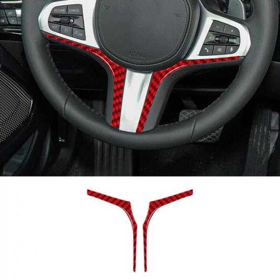 2x Bright Red Carbon Fiber Car Steering Whee Strip Sticker For BMW Z4 G29 19-22