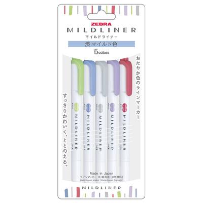 Хайлайтер Mildliner, Спокойные мягкие цвета, Натуральный набор из 5 цветов, NC WKT7-5C-NC-N