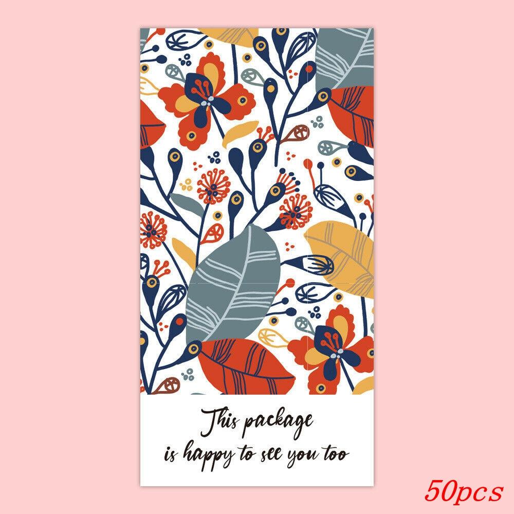 50pcs/pack Flower Thank You Stickers for Small Business Commodity Packaging Sealing Decor Stickers 10*5cm Package Stickers
